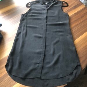Equipment black silk button up dress